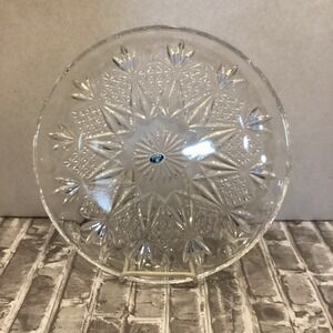 Bohemia Czech Republic Lead Crystal Over 24 pbo round platter Cut Stars - No Box
